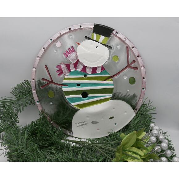 Lori Siebert SILVESTRI Art Glass Fusion 12" Snowman Plate - Picture 9 of 13